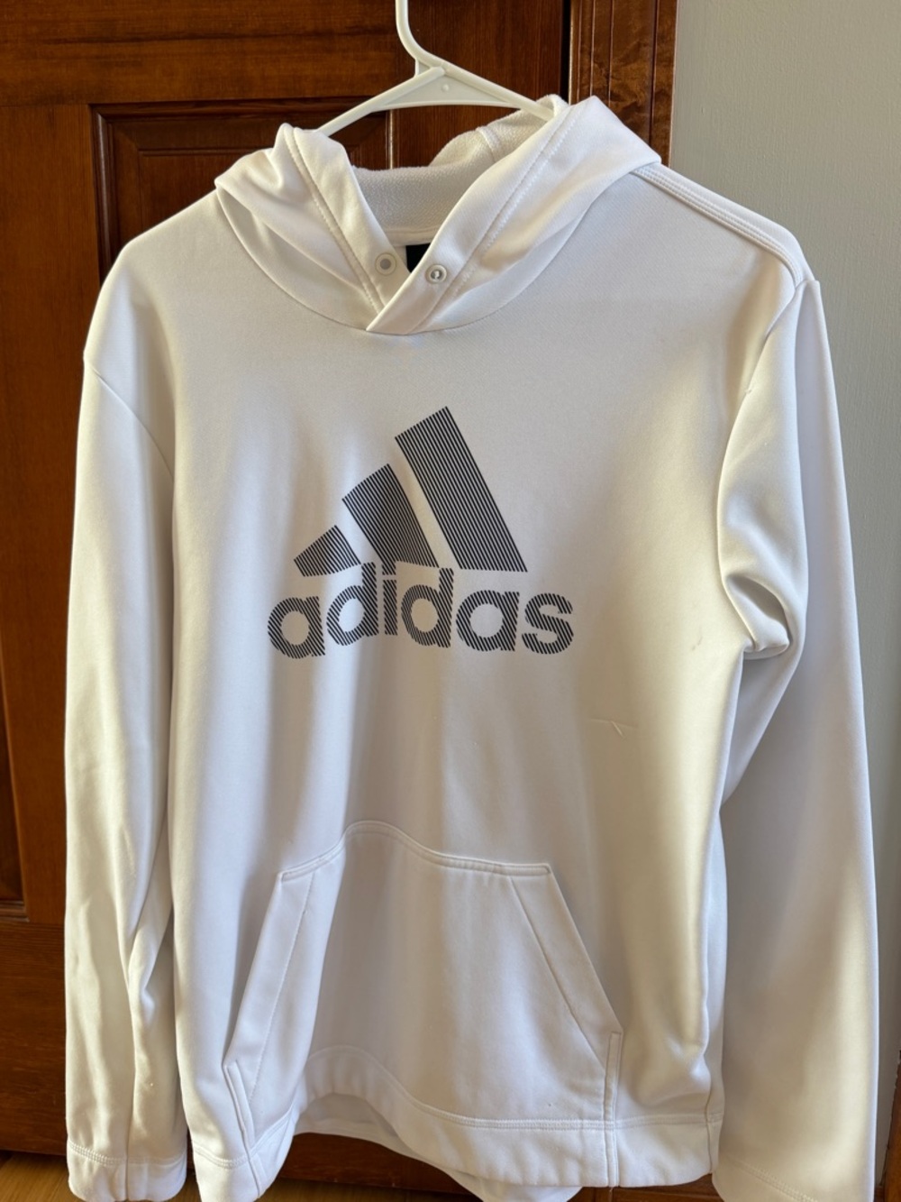 adidas White Crewneck Hoodie with Black Logo